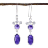 Constanza Purple Dangle Earrings with Gemstones Amethyst Purple Dangle
